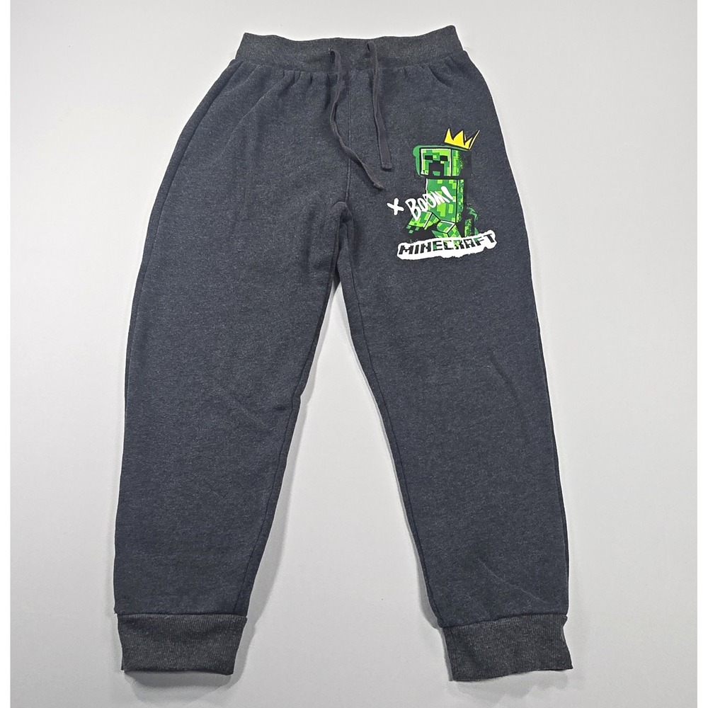 Minecraft Boys Jogger sweat Pants Creeper Graphic Gray Size 8